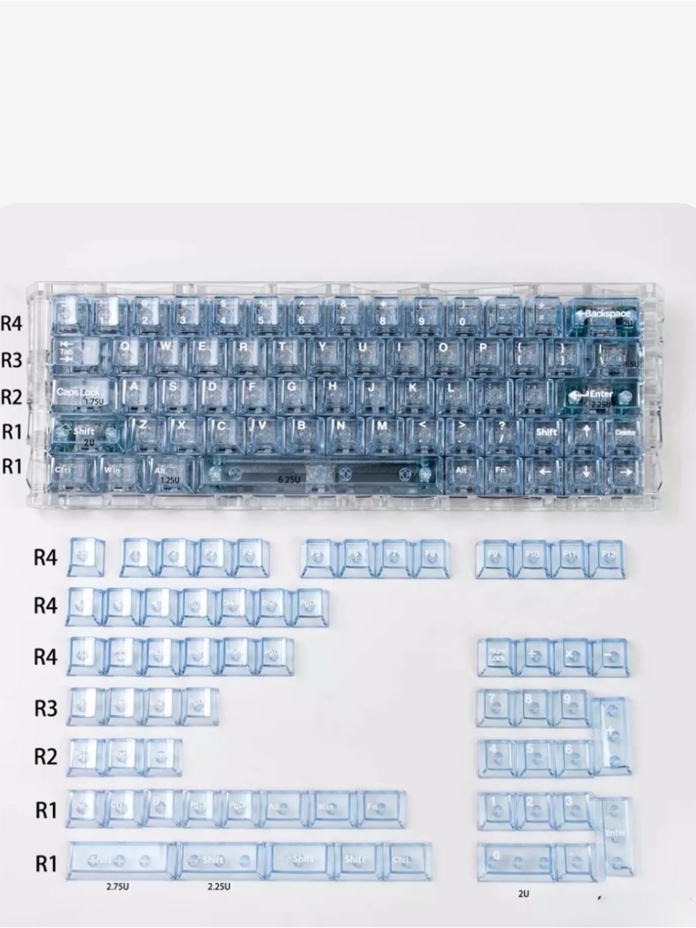 Transparent Blue Gaming Keycap Set - Picture 3 of 5